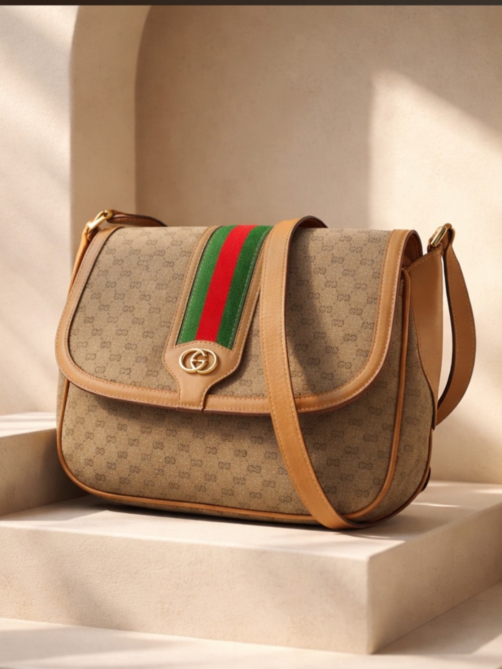 Authentic Gucci Sherry Line/Leather Crossbody/Shoulder Bag.